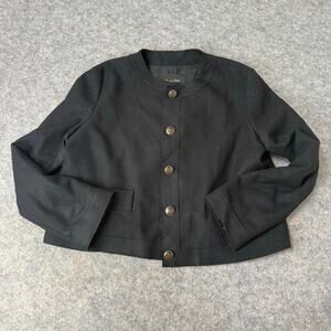 Mossimo Dutti Italy Designer Womens Black Cropped Blazer Jacket Buttons Size 12